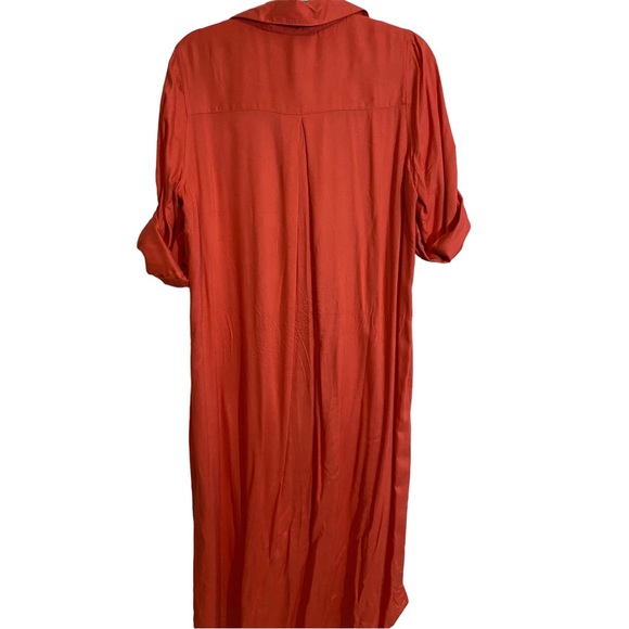 Roaman’s coral button-up shirt dress with roll tab sleeves plus size 14 - Picture 3 of 3